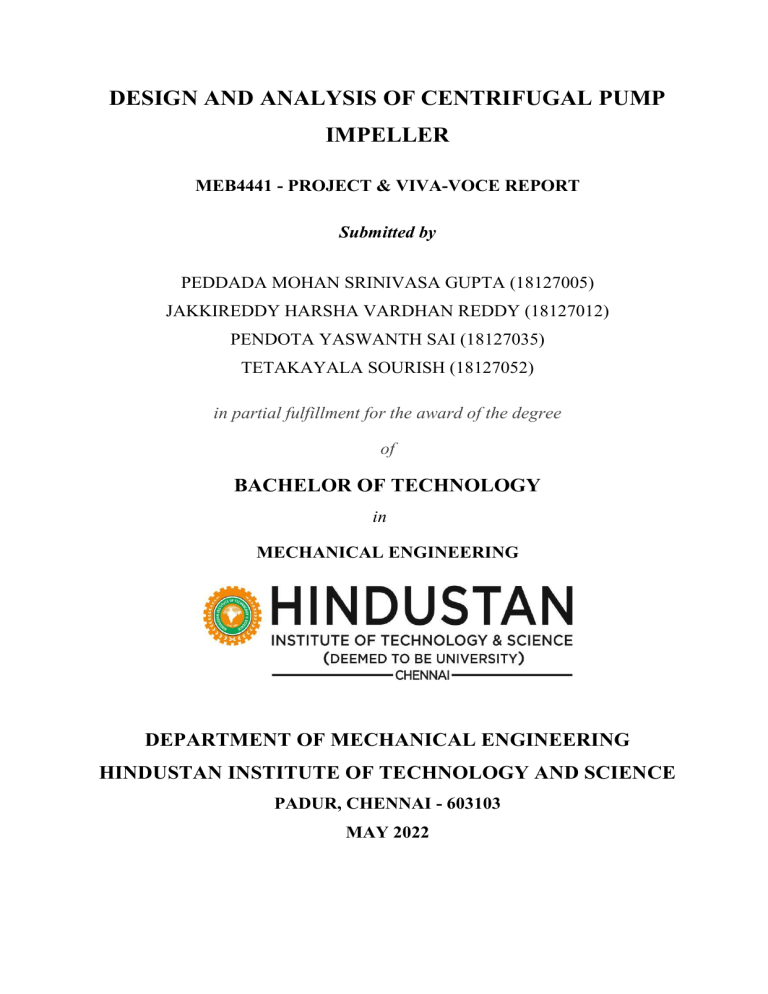 Centrifugal Pump Impeller Design & Analysis