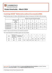 Cambridge IGCSE Maths 0580 Grade Thresholds Mar 2024