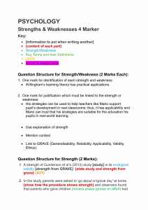 Psychology Strengths & Weaknesses Guide