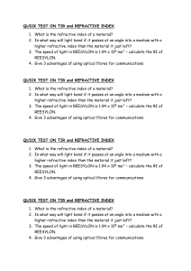 Physics Test: TIR and Refractive Index