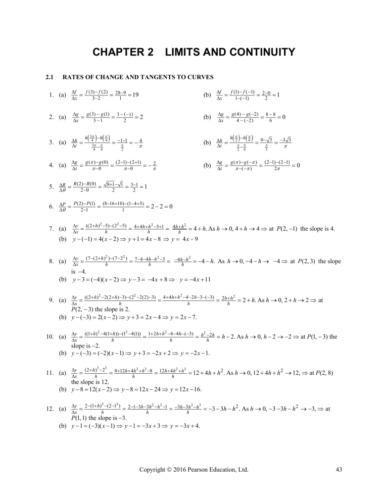Calculus Chapter: Limits, Continuity, and Asymptotes