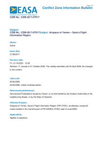 Yemen Airspace Safety Bulletin CZIB-2017-07R17