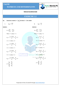 Matrices and Determinants ECAT Exercise