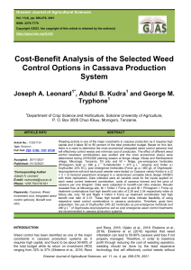 Cost-Benefit of Weed Control in Cassava