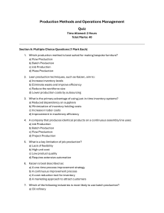 Operations Management Quiz on Production Methods