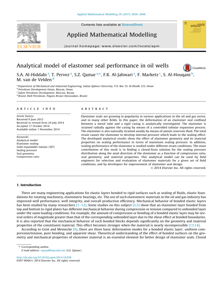 Analytical Model of Elastomer Seal Performance