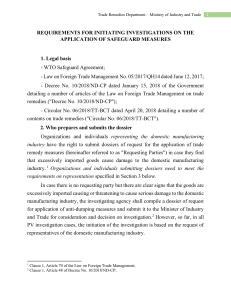 Safeguard Measures Investigation Requirements