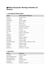 Mathe-Olympiade: Deutsche Vokabelliste