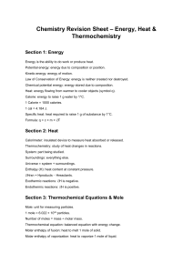 Thermochemistry Revision Sheet | Energy & Heat