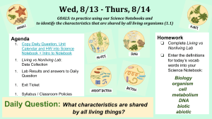 Biology Lesson: Characteristics of Life