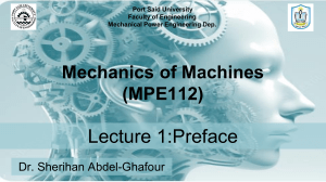 Mechanics of Machines MPE112 Lecture Notes