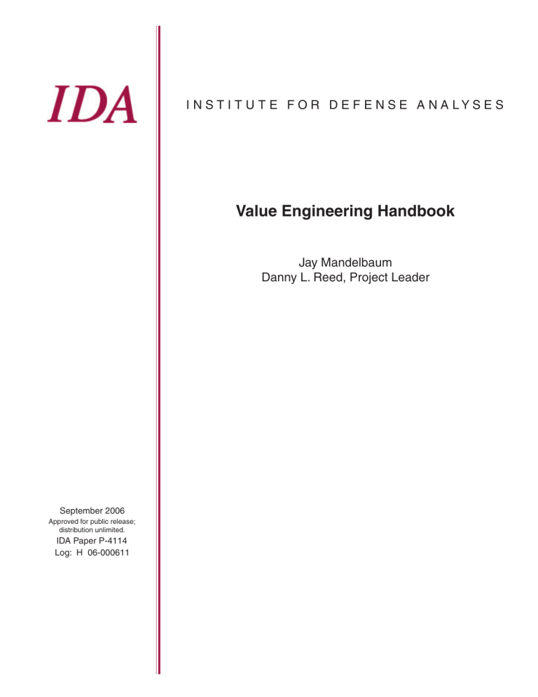 Ida Paper Value Engineering Handbook IDA 2006