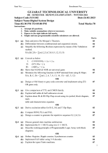 GTU Digital System Design Exam Paper 2023