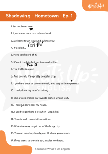 English Shadowing Practice Script: Hometown Ep. 1
