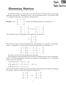 Elementary Matrices in Linear Algebra - Theory and Examples