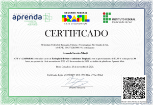 Certificado Ecologia de Peixes | Curso IFRS