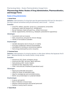 Pharmacokinetics & Drug Routes Guide