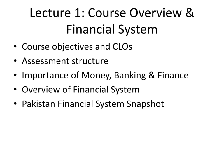 Money & Banking Course Outline