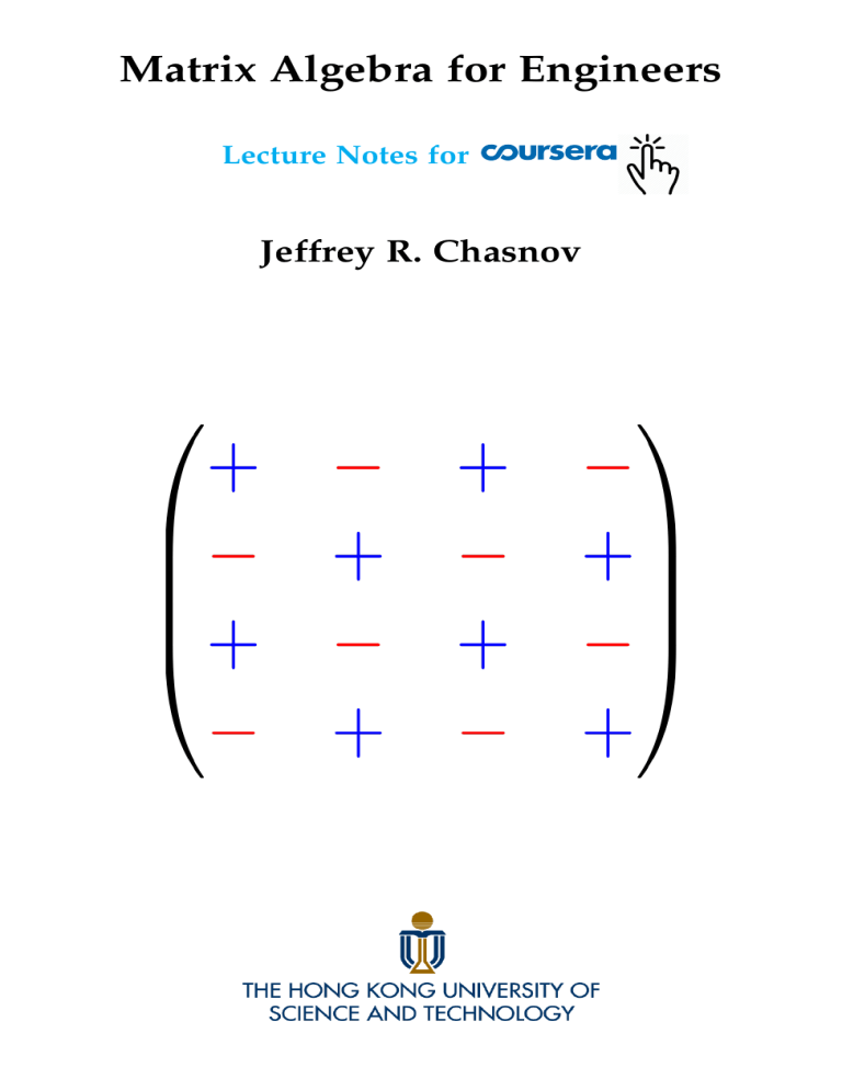 Matrix Algebra for Engineers Lecture Notes