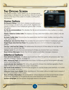 Game Options Screen Manual