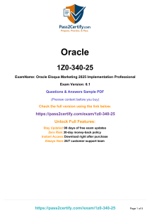 Oracle Eloqua 1Z0-340-25 Exam Prep