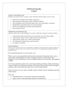 STEM Unit: Plastic Pollution Bench Project