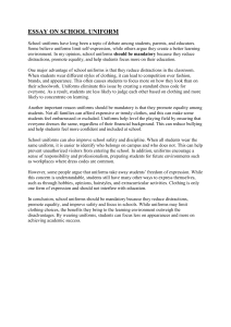 Essay on School Uniforms Benefits