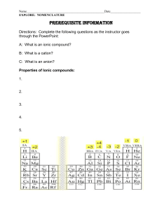 Nomenclature of Ionic Compounds Worksheet