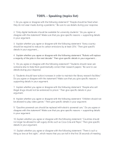 TOEFL Speaking Topics List