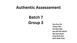 Authentic Assessment in Education