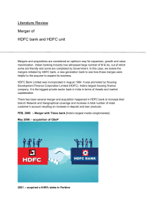 HDFC Bank Merger Literature Review