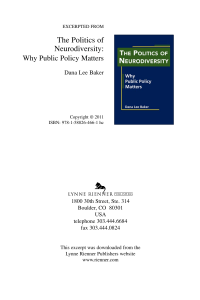 The Politics of Neurodiversity: Public Policy Matters
