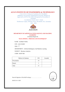 Seminar Report on Data Mining Process & Techniques