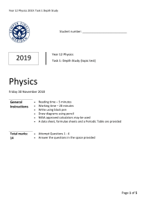 Year 12 Physics Depth Study 2019