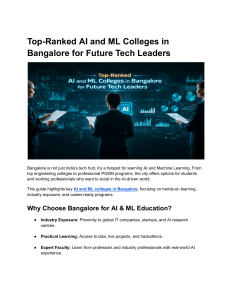 Top-Ranked AI and ML Colleges in Bangalore for Future Tech Leaders