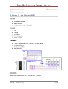 Embedded Systems Lab: LCD & Keypad Interfacing