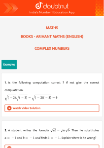 Complex Numbers Arihant Maths Examples