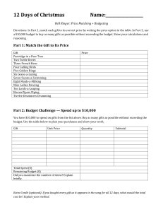 12 Days of Christmas Budgeting Math Worksheet