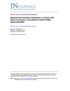 Spinal Cord Injury & Post-Activation Depression