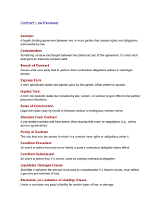 Contract Law Reviewer: Key Terms & Clauses