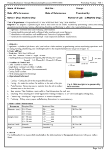 Lathe Machine Lab Manual: Mild Steel Machining Guide
