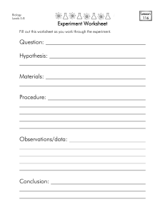 Biology Experiment Worksheet for Middle School
