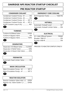 Oakridge NPS Reactor Startup Checklist