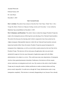Political Science Assignment: US Immigration Policy