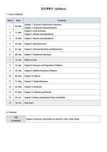 Organic Chemistry Syllabus - Klein 4th Ed