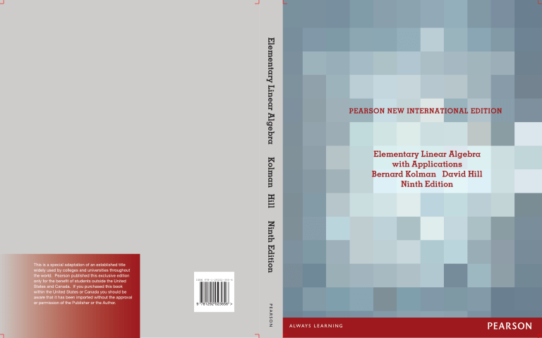 Elementary Linear Algebra with Applications 9th Ed.