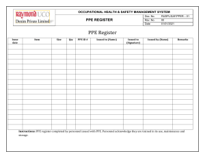 PPE Register Form Template for OHS
