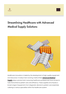 Advanced Medical Supply Solutions for Healthcare