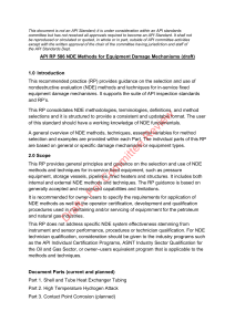 API RP 586 Draft: NDE for Damage Mechanisms