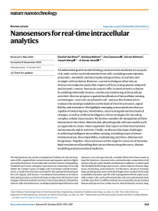 Nanosensors for Real-Time Intracellular Analytics